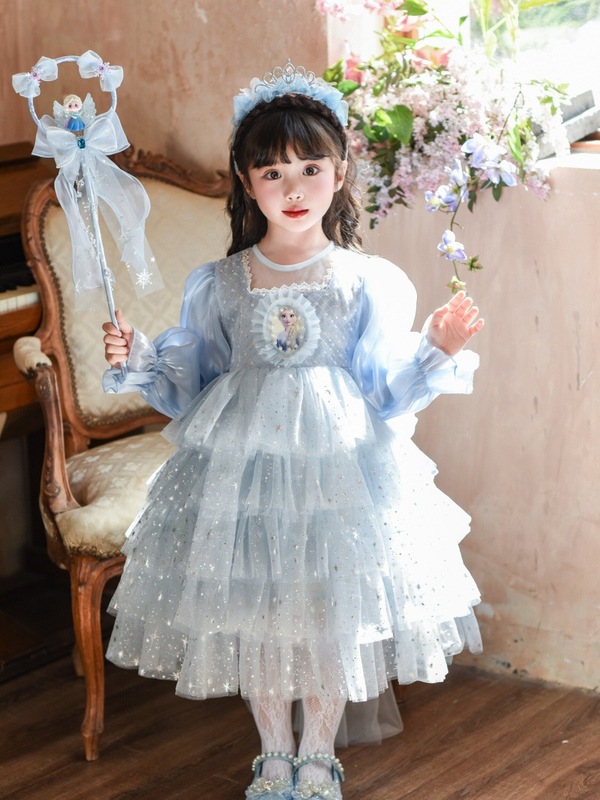 女童和秋季新款爱莎连衣裙冰雪奇缘公主礼服裙宝宝生日蛋糕裙|undefined