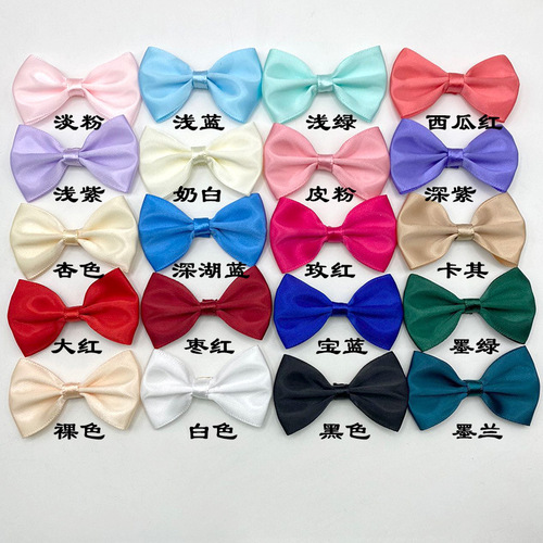 4x6 cm polyester ribbon with bow semi-finished accessory, waist-belt style single-line glossy solid color bow