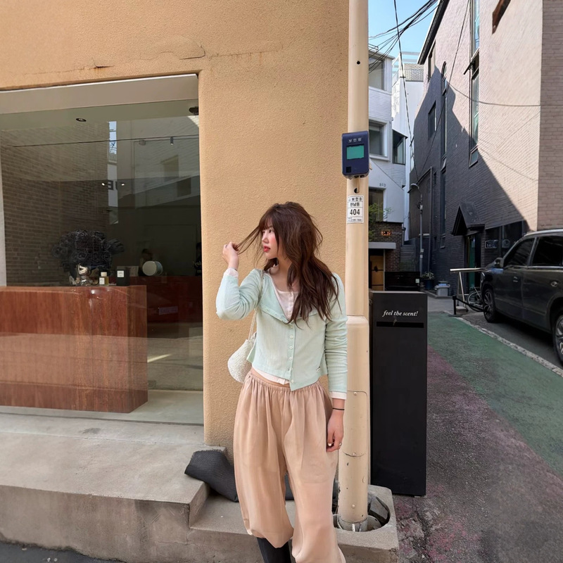 Shi Yi·XH Korean-style lightweight top, sun-protective air-conditioning shirt, Dongdaemun summer new round-neck long-sleeve knitted cardigan Shi Yi·XH Korean-style lightweight top, sun-protective air-conditioning shirt, Dongdaemun summer new round-neck long-sleeve knitted cardigan