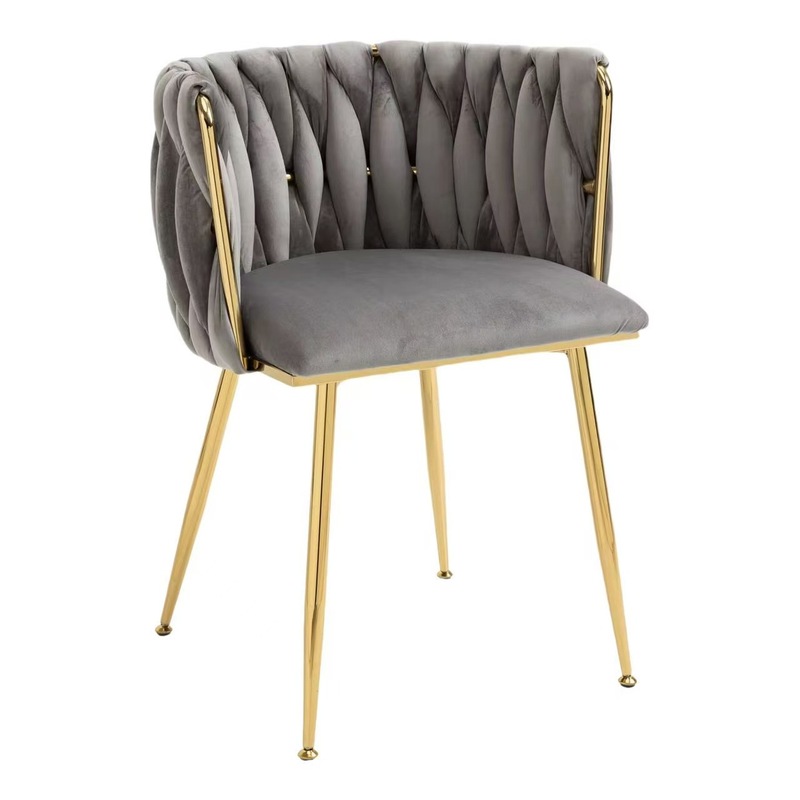 Hot Sale Luxury Simple High-class Dining Chair Living Room Cafe Velvet Golden Negotiation Chair for Wedding Restaurant