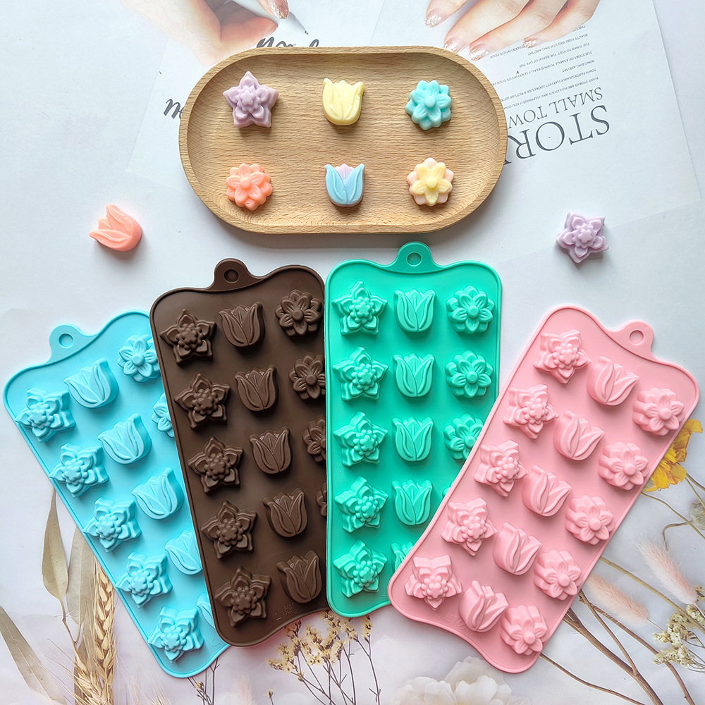 15 3 tipos de tulipas chocolate 680 molde de pastel molde de jabon de chocolate molde de pudín