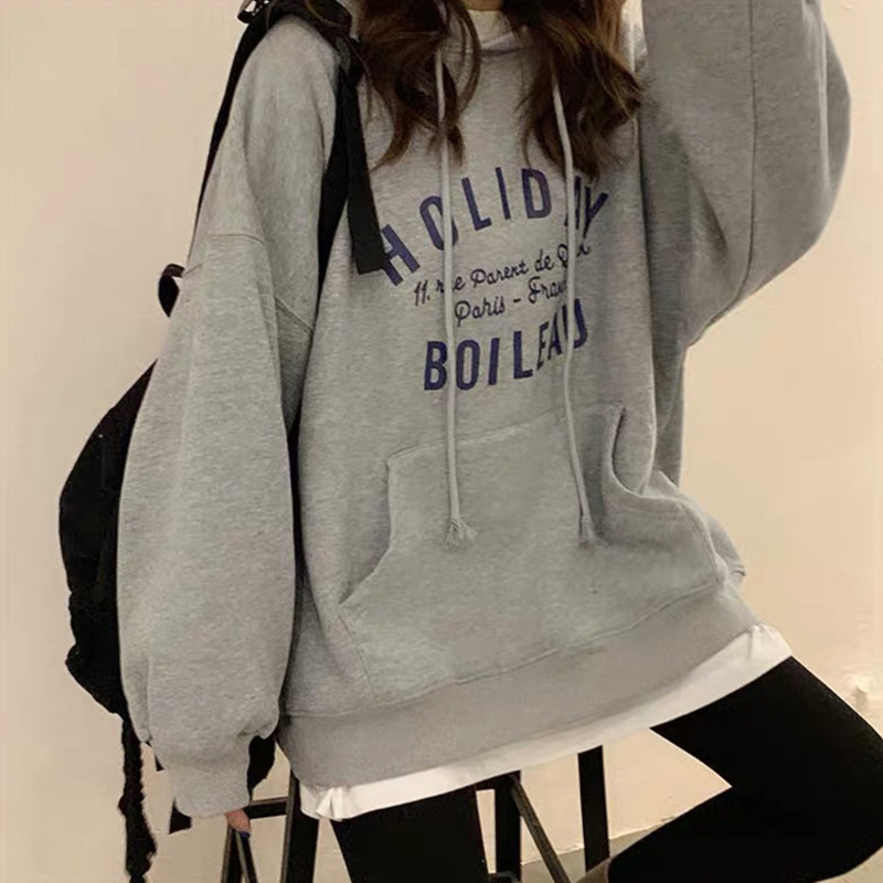 Sudadera fina con capucha para mujer, estilo primavera 2026, versión coreana holgada con capucha, estilo de celebridad de internet, venta al por mayor transfronteriza.