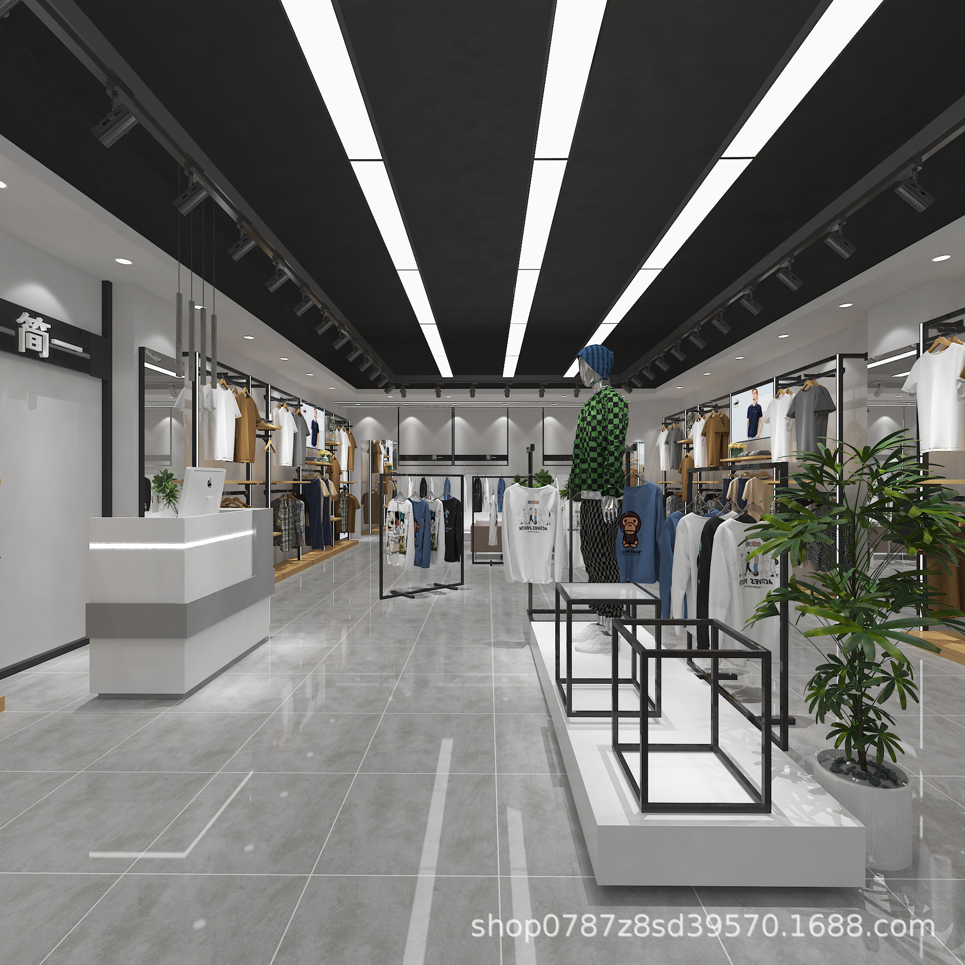 Tienda de ropa de hombre estante de exhibición de pared estante de exhibición de pared estante de exhibición de tienda de ropa de pared estante especial