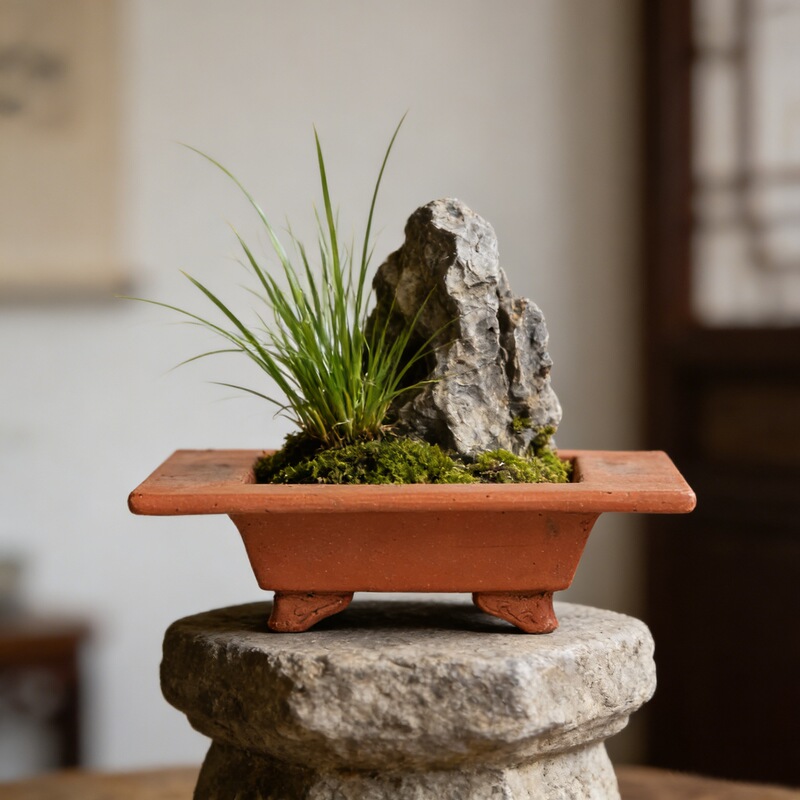 Manufacturer's Chinese-Style Rectangular Ufo-Shaped Pot, Vintage Coarse Pottery Rockery Pot, Balcony Flower Pot, Succulent Plant Pot, Old Stump Planting Pot, in Stock