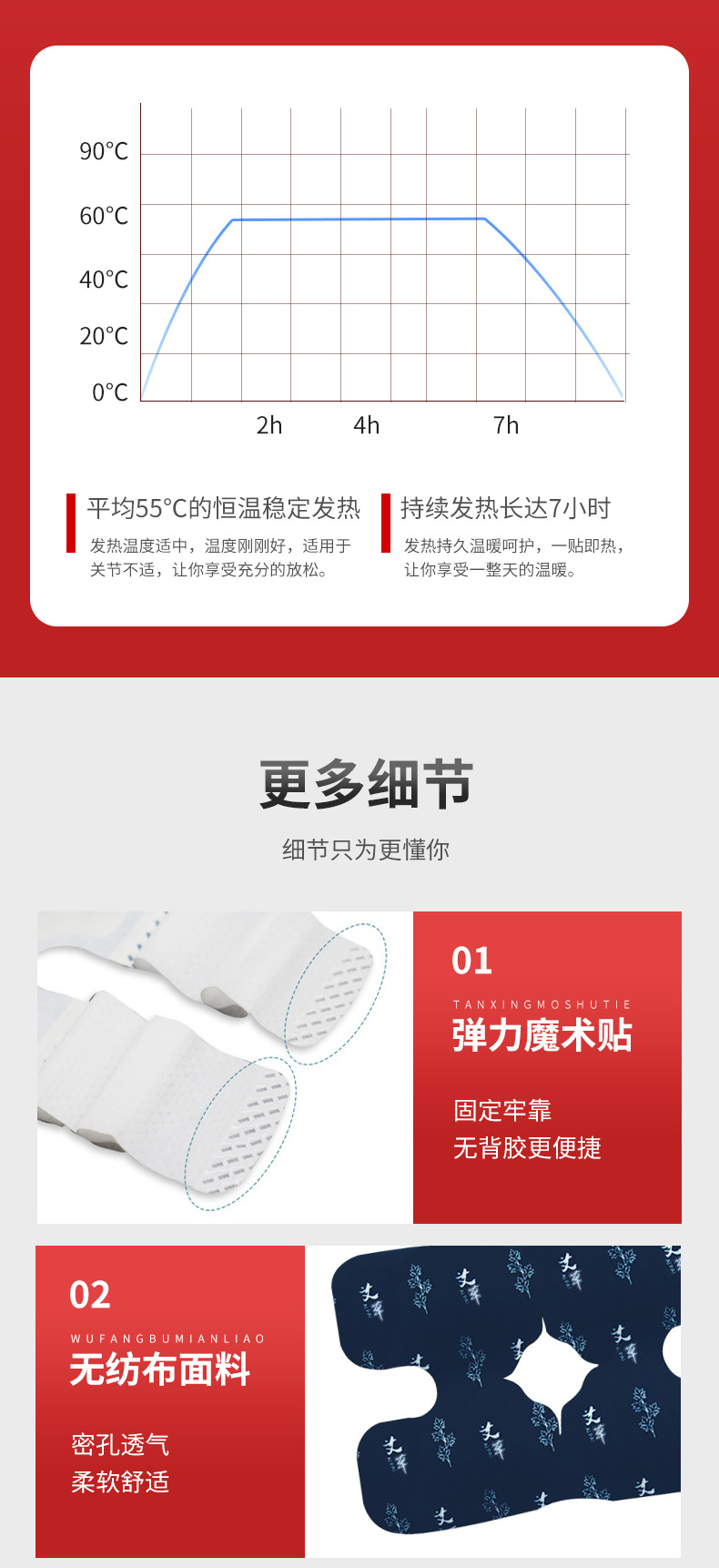 Moxa Warming Patch Ai Cao 艾草 Heat Therapy Patches for Neck Knees Waist and Feet 6 Hour Warmth 80g Bag key features