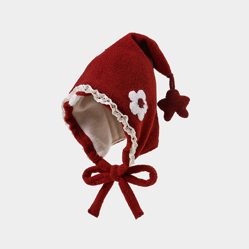 Sombreros para bebés bufandas set otoño y invierno engrosado calentamiento para niños gorras de punto gorras rojas para niñas gorras de hadas gorras protectoras de orejas image 10