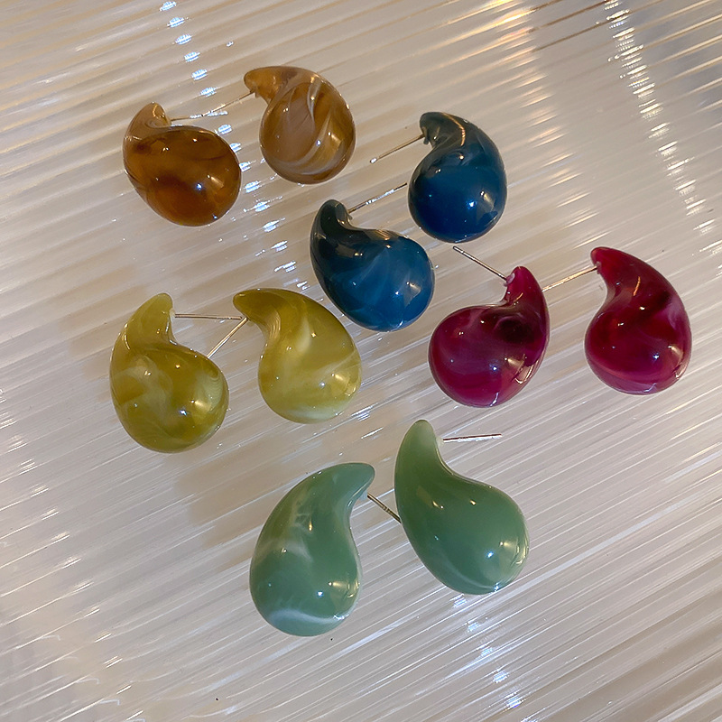12g Weight Ear Studs Classification 1 Pair Vintage Style Simple Style Water Droplets Solid Color Arylic Alloy Ear Studs