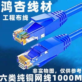 非屏蔽六类网线 纯无氧铜和铜包铝 RJ45千兆CAT6成品网络跳线50米