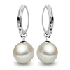 Silver glossy earrings from pearl, bright catchy style, wholesale