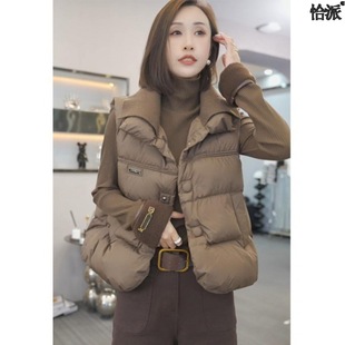 Maillard fashionable down cotton-padded coat vest for women autumn and winter new warm lapel coat sleeveless waistcoat cardigan vest