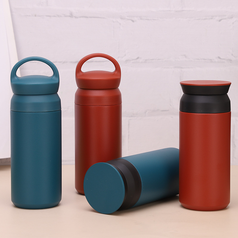 Comercio exterior nuevo 304 taza de café de acero inoxidable elemento japonés portátil doble tapa taza de regalo portátil al aire libre taza portátil