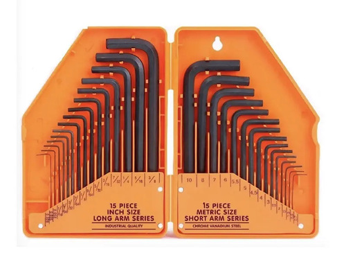 30-piece hexagonal metric and inch wrench set flat head L-shaped hexagonal wrench tool set plastic box