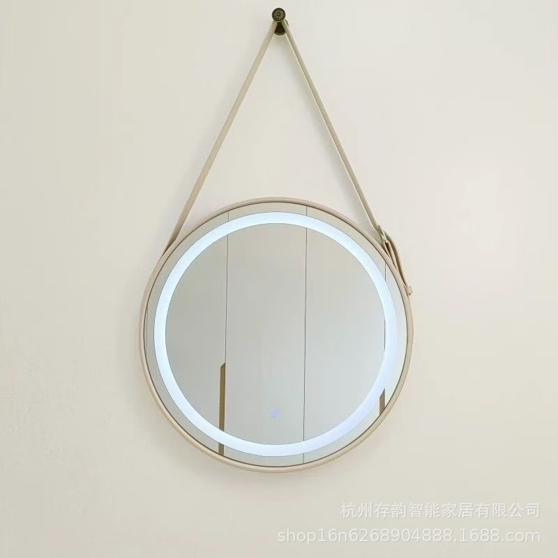 Espejo de pared de alta definición baño dormitorio cinturón ajustable hotel residencial espejo de baño redondo colgable