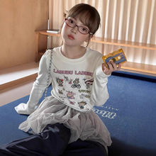 HD女童长袖T恤春秋2025新款洋气儿童打底衫中大童拉布上衣服童装