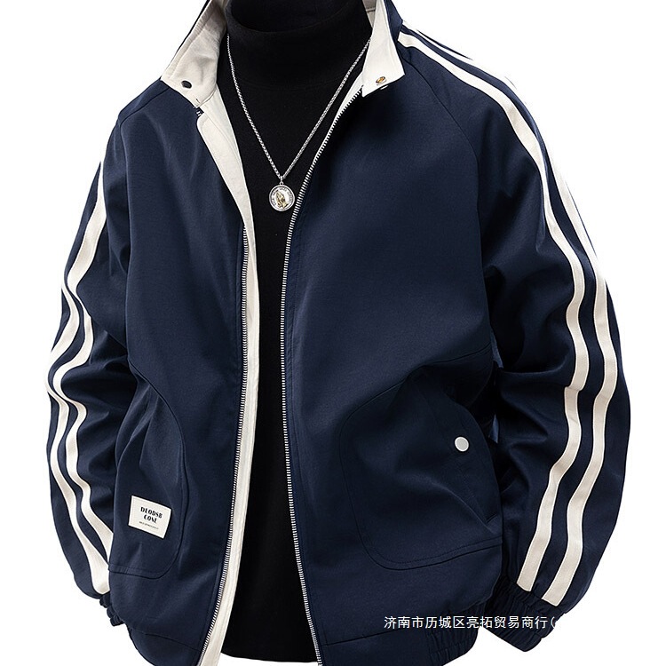 Men's Jacket 2025 Spring New Style Stand Collar Trendy Brand Men's Clothing Plus Size Casual Baseball Jacket Top