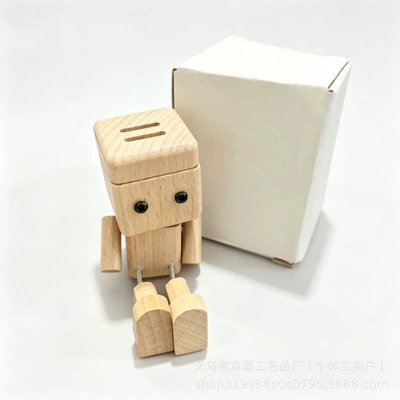 Creative wooden figurine car ornament, car robot healing ornament, cute aromatherapy stress-relief car ornament (Car ornaments) - natural-wood-colored-small-wooden-figurines-without-fragrance