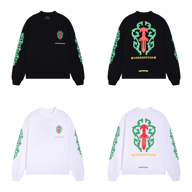 [Full Series] Chrome Hearts Long-Sleeved Cross-Border T-Shirts Made of Pure Cotton for Men and Women, Always in Stock