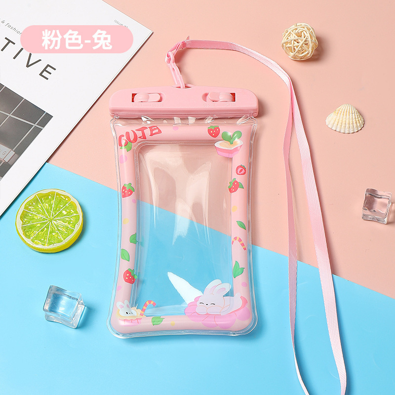 携帯電話防水バッグ、密閉型、タッチスクリーン、水泳、水中写真、ダイビング、ラフティング、エアバッグ付き首吊り漫画携帯電話ケース|undefined