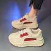 2024 new spring leisure sports versatile high leather noodle puffy cake daddy shoes explosion thick bottom small white shoes female