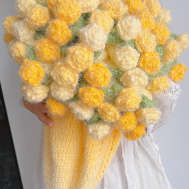 新款梦幻渐变玫瑰花毯 diy手工编织毛线花束毯子成品送女友礼物用|undefined