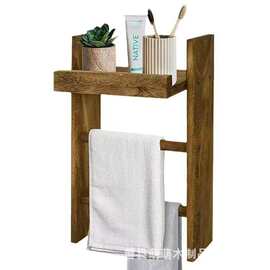 木质毛巾架壁挂式厕所装饰架收纳整理毛巾架收纳储物架农舍浴室