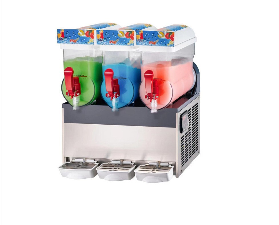 Fuye 15L máquina de fusión de nieve de acero inoxidable comercial de tres cilindros, máquina de batido de nieve de cafeteria, suministro internacional exclusivo
