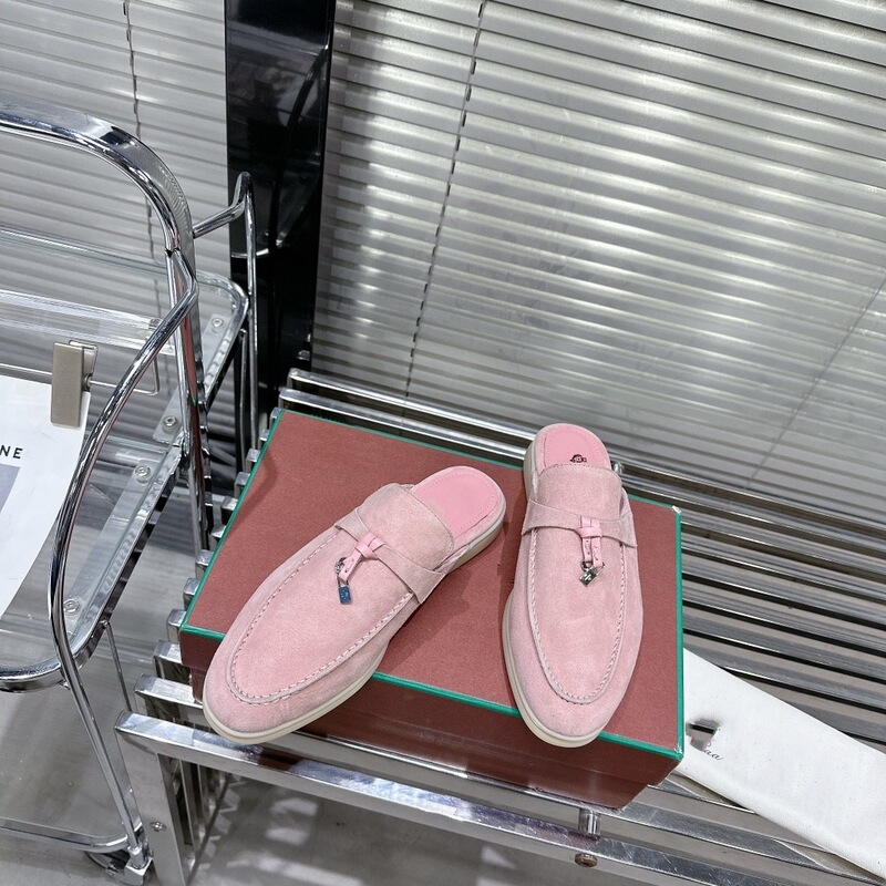 Cross-Border New Style Men's and Women's Half-Slip Mules, High-End Genuine Leather Flat-Soled Outerwear Italian Handmade Loafers