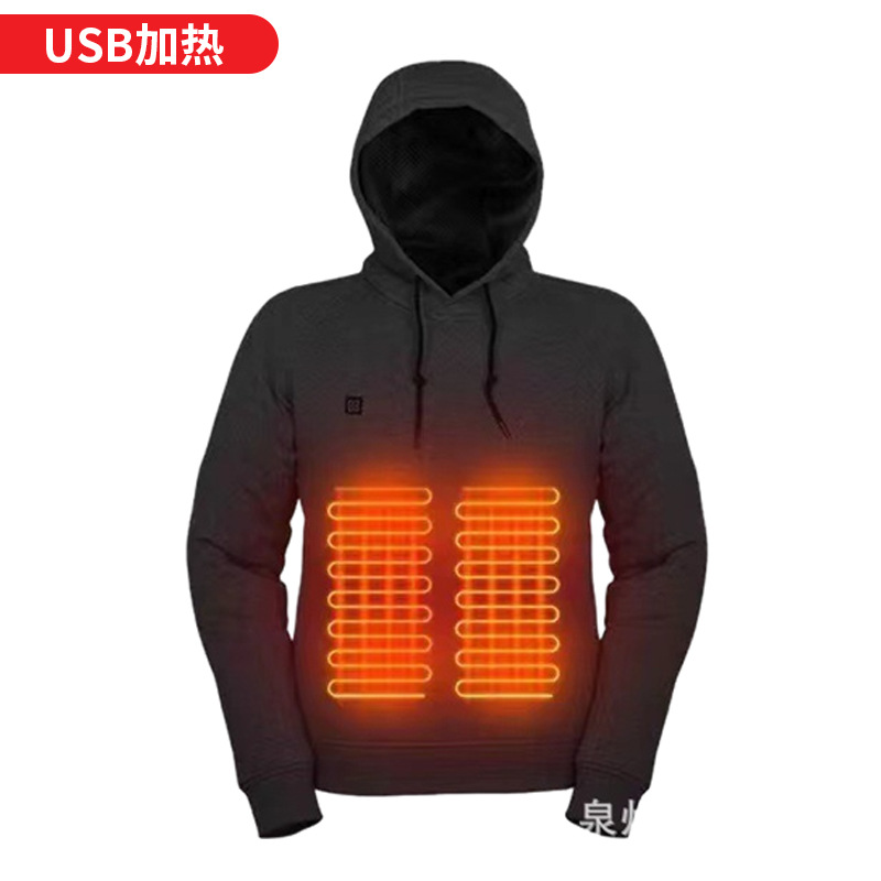 Suéter transfronterizo de los hombres suéter de calefacción USB cálido ropa de ocio al aire libre calefacción eléctrica suéter de calefacción con capucha