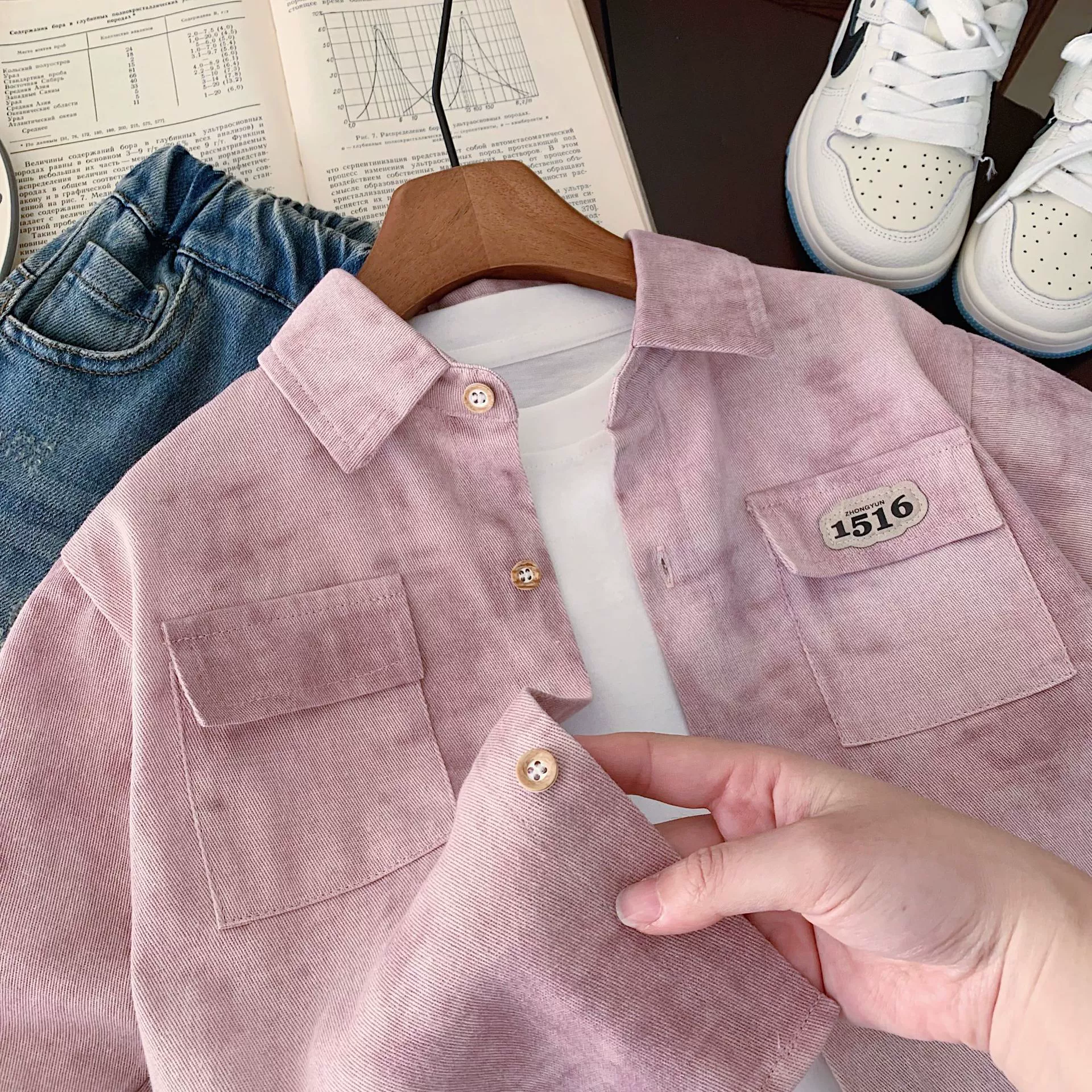 Детская осенняя рубашка, джинсовая куртка, oversize