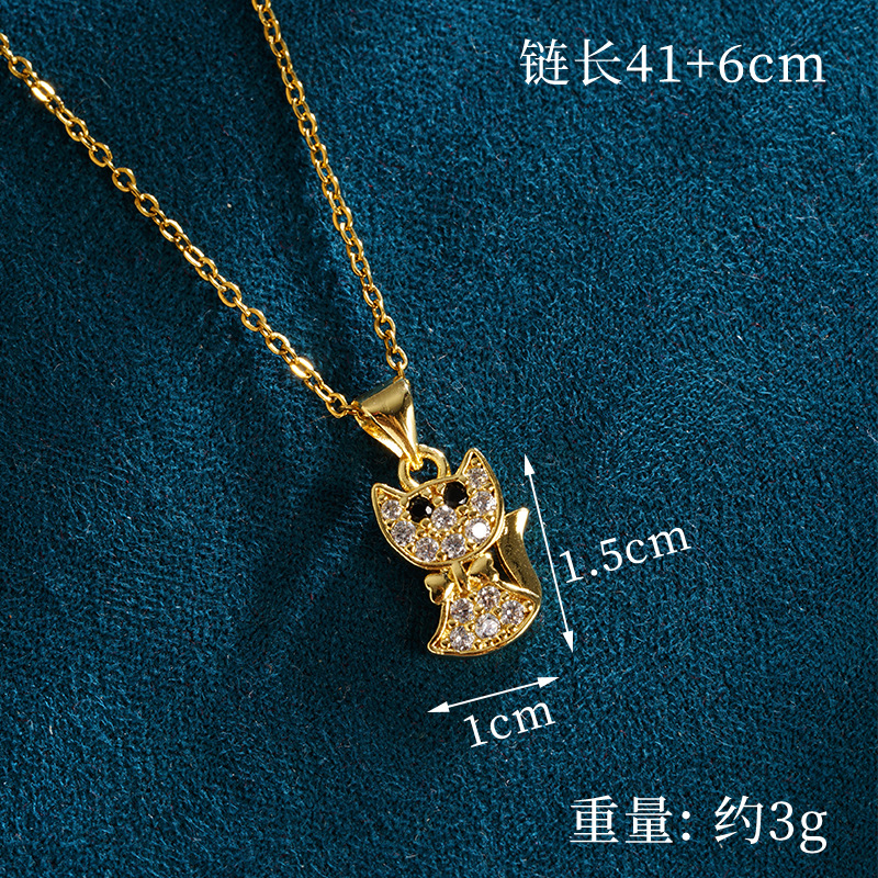 Vietnam Shajin estilo caliente personalidad moda lindo gato collar con microincrustaciones pendientes conjunto de joyería joyería transfronteriza europea y americana