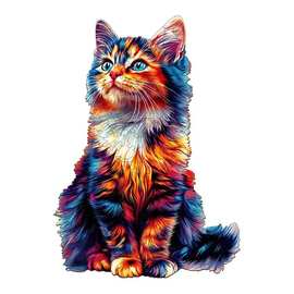 跨境木质异形拼图猫咪不规则动物益智成人儿童手眼协调开发智力