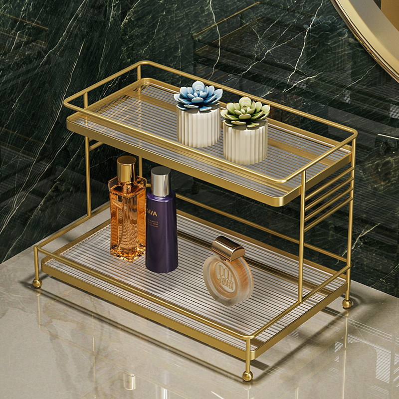 Luz de lujo Baño de almacenamiento de rack de baño caja de almacenamiento de acrílico baño aseo de escritorio peine cosméticos estante
