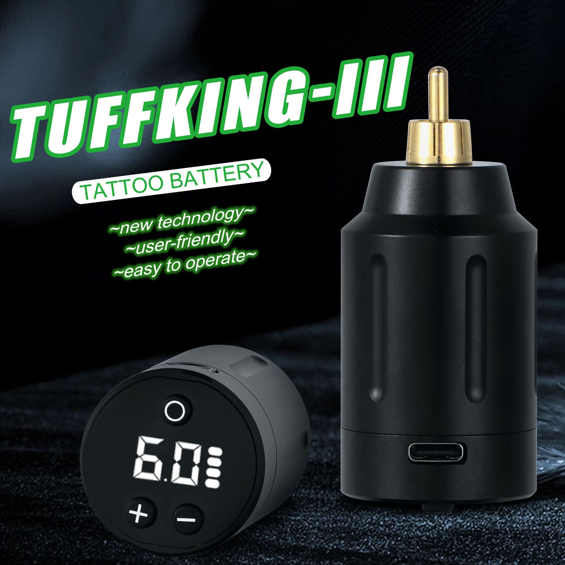 Tuffking tatuaje batería inalámbrica de tres generaciones RCA cabeza pantalla OLED 1500MAH larga duración herramienta de tatuaje
