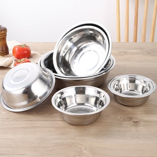 Stainless Steel Household Fast Food Plate Soup Basin Bowl Plate Student Dinner Plate Stainless Steel Basin Kitchen Food Grade Egg Beating and Dough