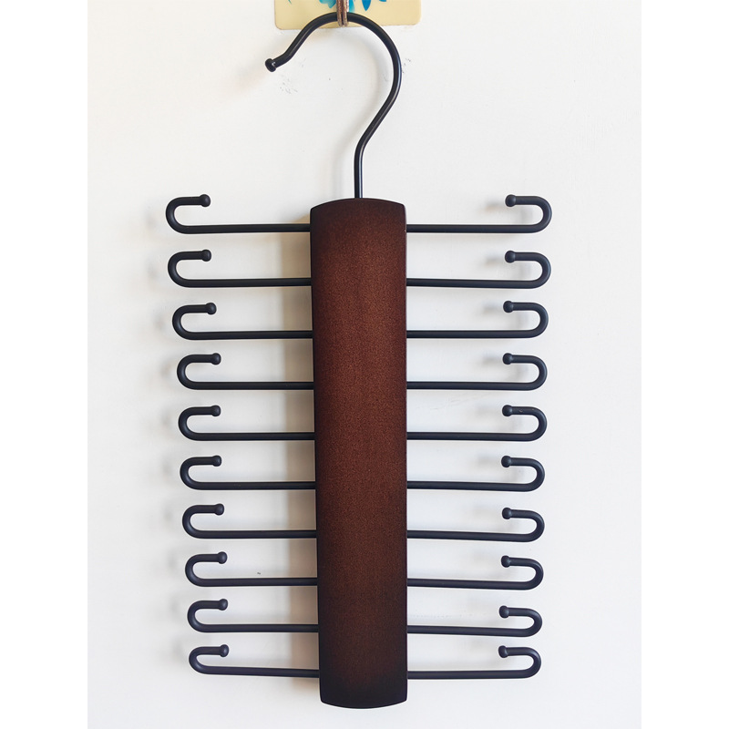 Estante de lazo de madera maciza 20 ganchos de color retro pajarita corbata cinturón colgante almacenamiento rack hombres guardarropa ahorro de espacio