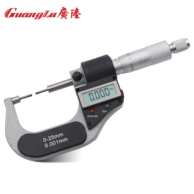 桂林广陆数显花键千分尺0-25/0.001mm小头千分尺高精度螺旋测微器