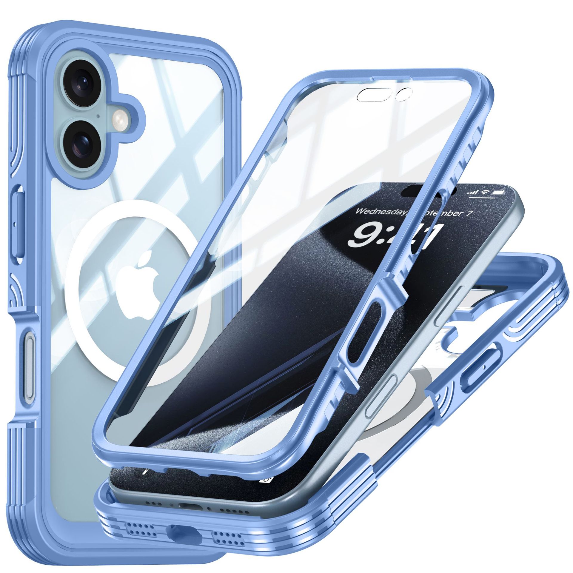 Aplicable a Apple 16 funda transparente de tres pruebas para teléfono móvil magsafe imán iPhone16ProMax funda anticaídas para exteriores image 9