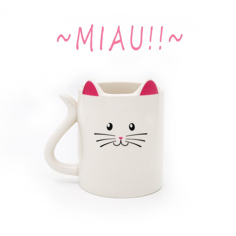 Taza de cerámica de gato lindo y genial Taza de gato japonesa Taza de agua en forma de gato Taza de gato genial de dibujos animados súper linda creativa