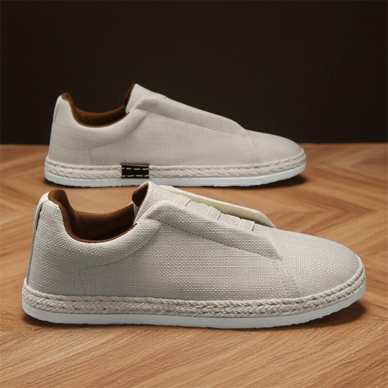 Linen Fisherman Shoes Men's Shoes Summer New Breathable Men's Sneakers Moisture-Absorbent Slip-On Casual Canvas Shoes Llm601