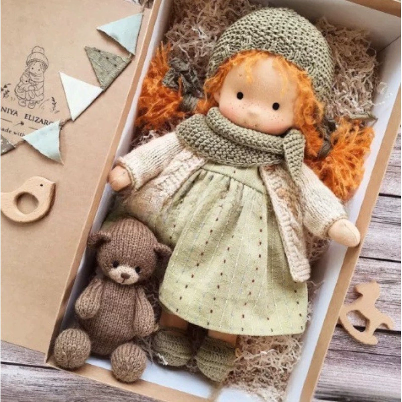 Хлопковый WaldorfDOLL Waldf Doll Pabout Artist Handmade Christmas Thumb Gift Box Blessing