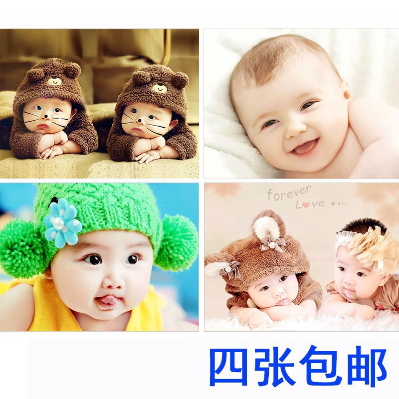 娃娃画 卧室 包邮 可爱婚房 龙凤宝宝墙画婚房宝宝画双胞胎海报工