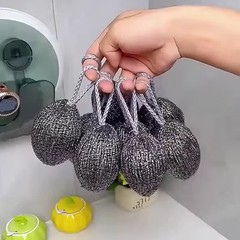 带挂绳不锈钢大号加密洗碗钢丝球清洁球厨房刷锅铁丝油污神器生锈