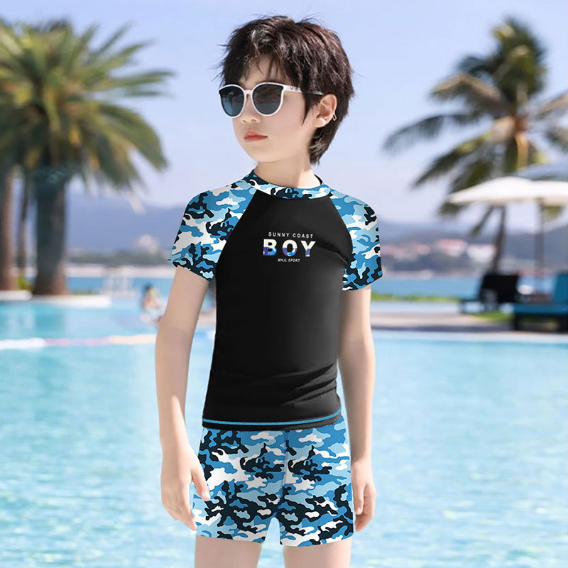 Huurun traje de baño para niños medianos y pequeños adolescentes niños divididos traje de baño 2023 nuevo equipo de natación de secado rápido