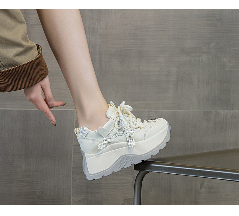 Giày sneaker nữ đế dày phong cách thể thao tăng chiều cao — 5008 lót đơn trắng, 5008 lót đơn xám, 5008-1 lót lông trắng, 5008-1 lót lông xám chi tiết 11