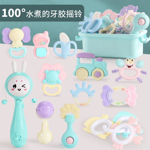 Newborn baby rattle teether baby toy 0-1 years old for teething and biting, boilable crib bell set with dropshipping support
