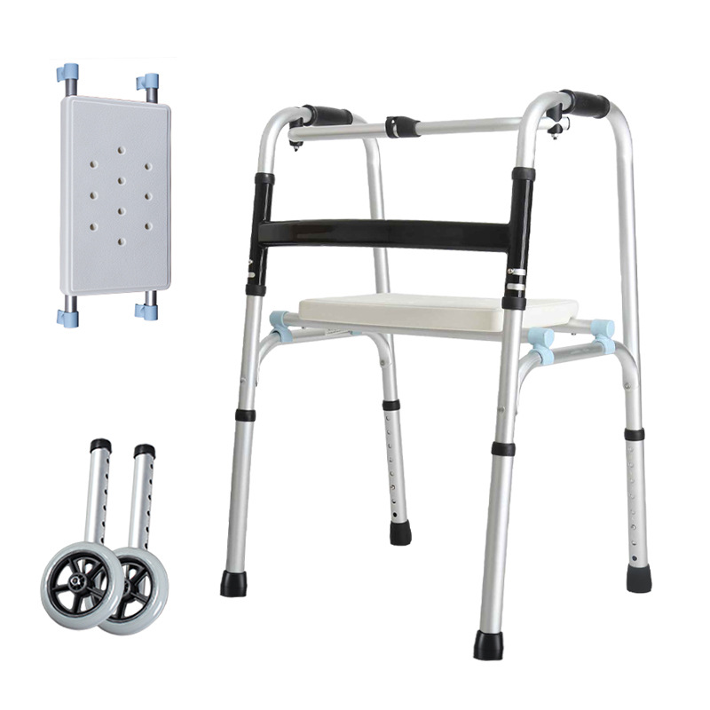 Aleación de aluminio ayuda a caminar muleta ancianos equipo médico polea con cojín