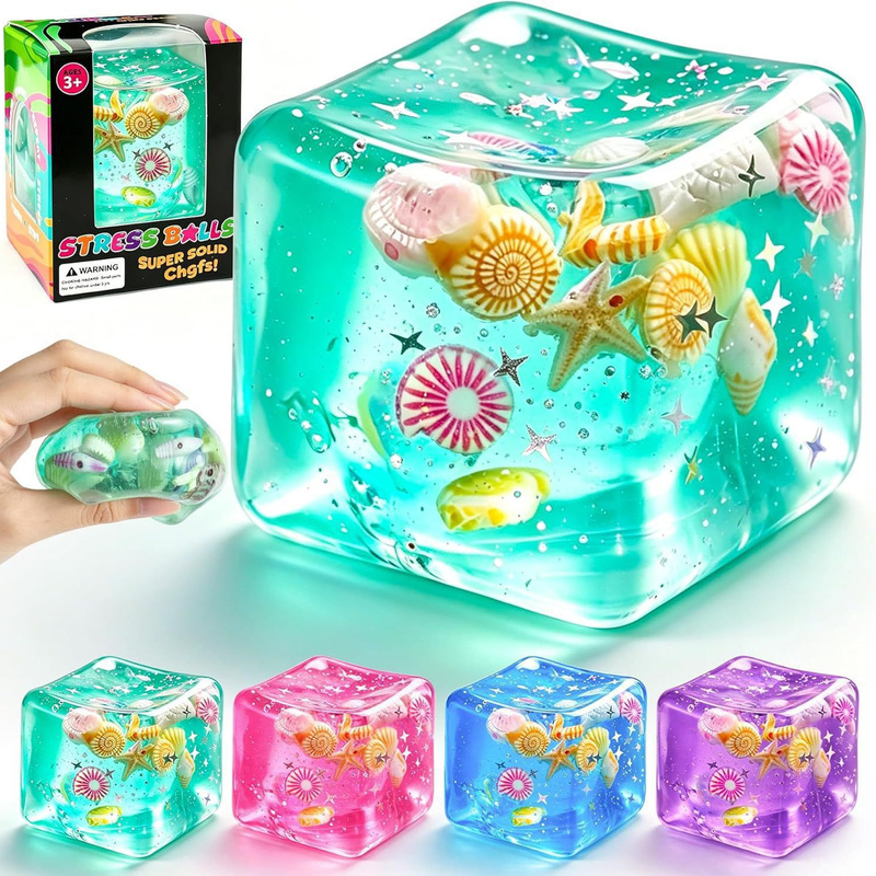 Needoh Cross-Border Ocean Style Maltose Cube Squishy Stress Relief Toy, Unlimited Stress Relief