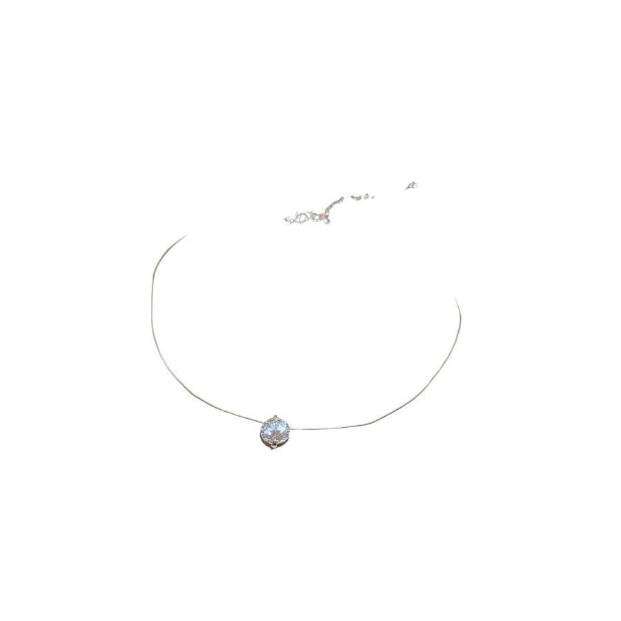 Collar con colgante redondo de circón, nicho femenino, diseño simple, cadena de clavícula, lujo ligero, collar de temperamento de alta gama al por mayor