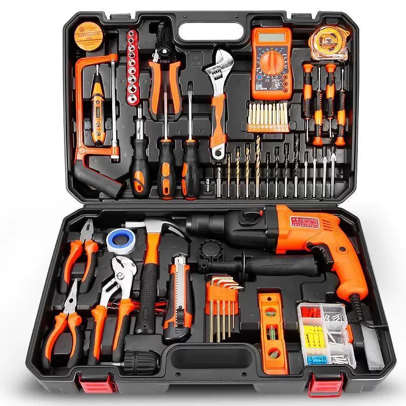 Home tool box (Yadeli) multi‑piece maintenance set with electric drill, assorted hand tools