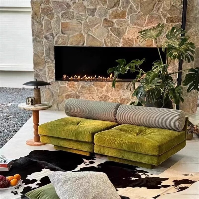 Italian minimalist retro fabric sofa, small-sized single-seater leisure chair, new and creative modular sofa